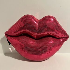 Rachel Zoe pink sequin kiss pillow
